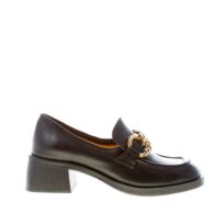 MARA BINI donna mocassino Evy in nappa NERO con catena oro. Tacco 5 cm