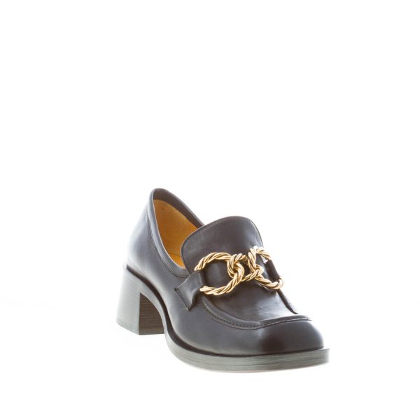 MARA BINI donna mocassino Evy in nappa NERO con catena oro. Tacco 5 cm - immagine 2