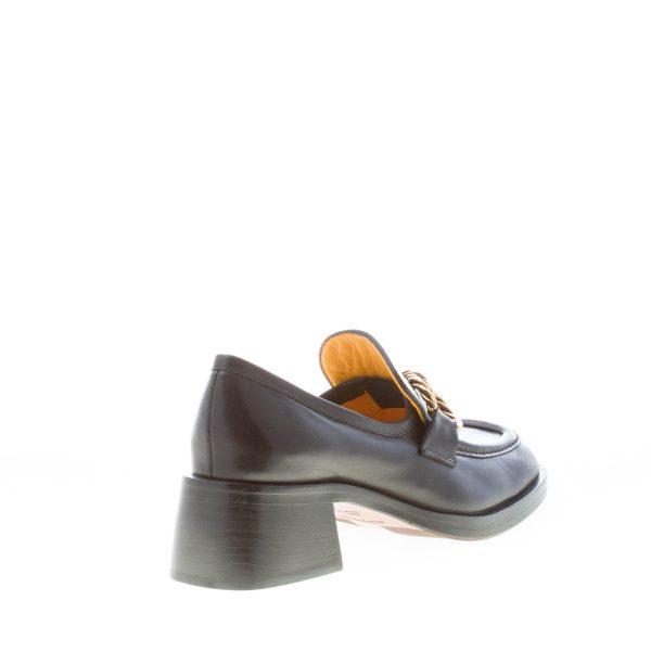 MARA BINI donna mocassino Evy in nappa NERO con catena oro. Tacco 5 cm - immagine 3