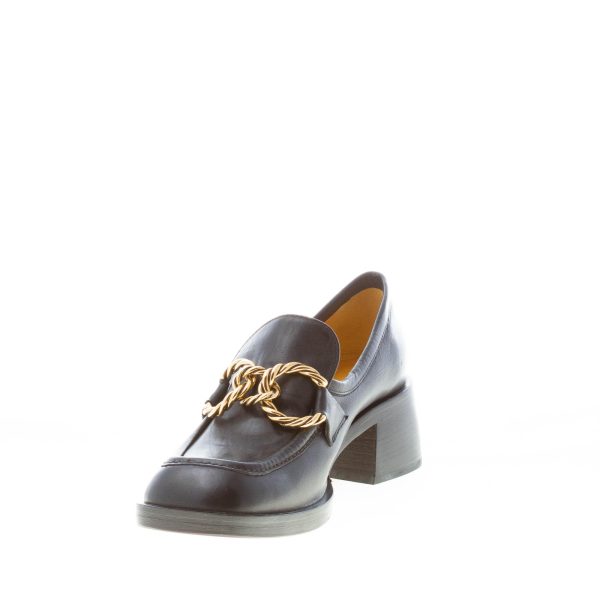 MARA BINI donna mocassino Evy in nappa NERO con catena oro. Tacco 5 cm - immagine 6