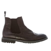 MIGLIORE uomo stivaletto elasticizzato in pelle NERO con impunture. Suola in gomma