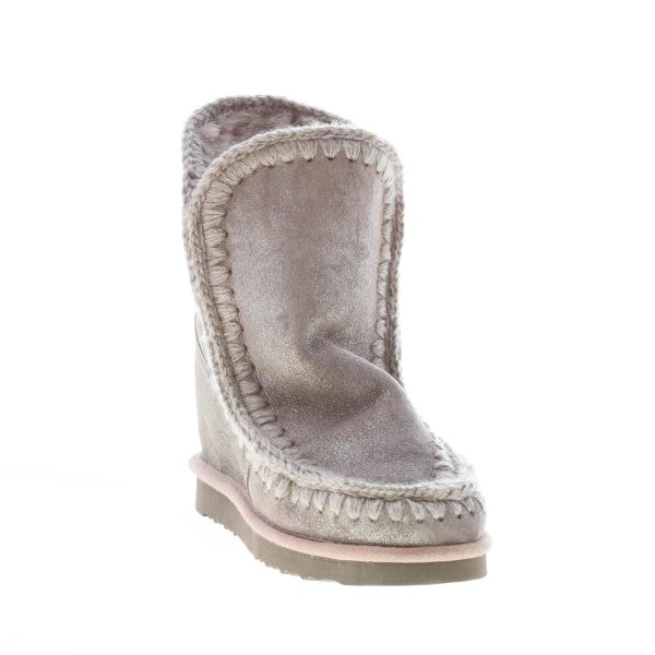 MOU donna stivaletto Eskimo Inner Wedge Short in montone GRIGIO DUIRO con zeppa - immagine 2