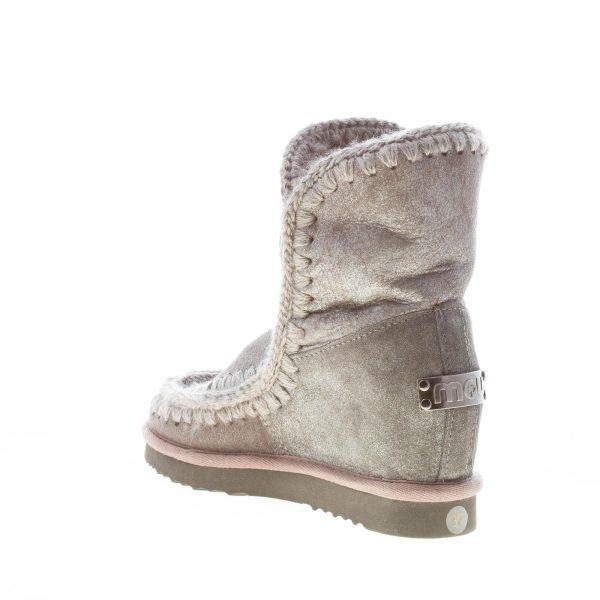 MOU donna stivaletto Eskimo Inner Wedge Short in montone GRIGIO DUIRO con zeppa - immagine 4