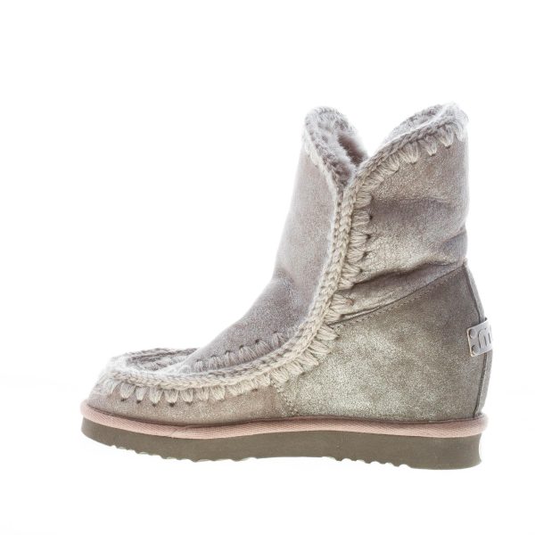 MOU donna stivaletto Eskimo Inner Wedge Short in montone GRIGIO DUIRO con zeppa - immagine 5