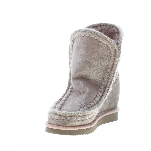 MOU donna stivaletto Eskimo Inner Wedge Short in montone GRIGIO DUIRO con zeppa - immagine 6