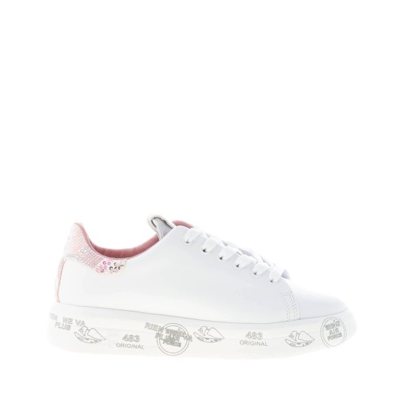 PREMIATA donna sneaker BELLE 5721 in pelle BIANCO con ricamo paillettes