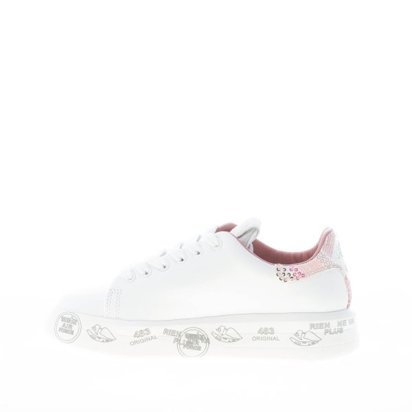 PREMIATA donna sneaker BELLE 5721 in pelle BIANCO con ricamo paillettes - immagine 5