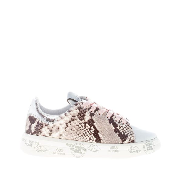PREMIATA donna sneaker BELLE 5986 in pelle stampa RETTILE più argento