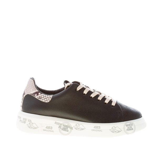 PREMIATA donna sneaker BELLE 5987 in pelle NERO più pitone naturale