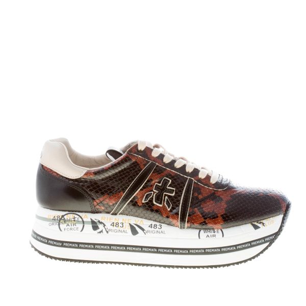 PREMIATA donna sneaker Beth 6053 in pelle stampa rettile NERO MARRONE