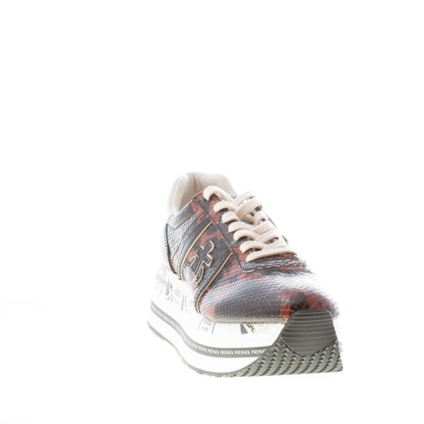 PREMIATA donna sneaker Beth 6053 in pelle stampa rettile NERO MARRONE - immagine 2
