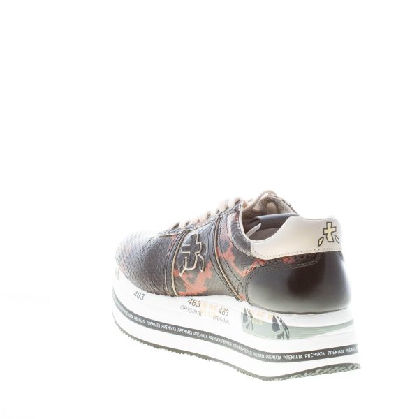 PREMIATA donna sneaker Beth 6053 in pelle stampa rettile NERO MARRONE - immagine 4
