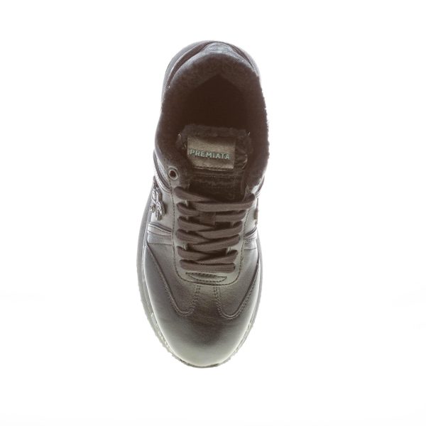 PREMIATA donna sneaker Conny 6100 in pelle e vernice NERO con pelliccia - immagine 7