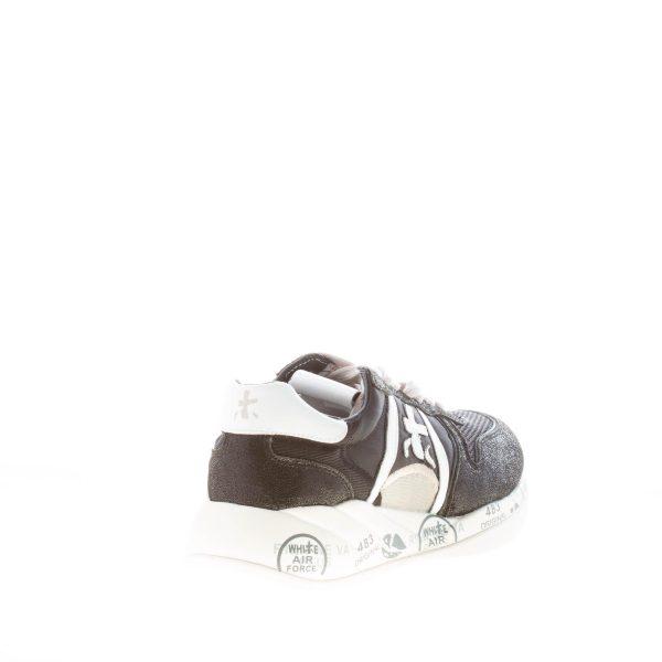 PREMIATA donna sneaker Layla 6039 in pelle laminata e tessuto NERO più bianco - immagine 3