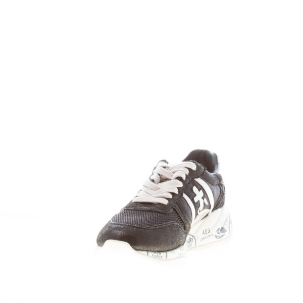 PREMIATA donna sneaker Layla 6039 in pelle laminata e tessuto NERO più bianco - immagine 6