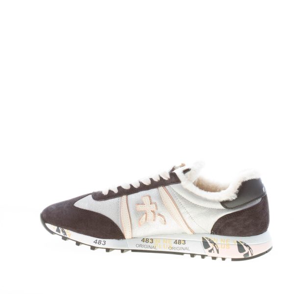 PREMIATA donna sneaker Lucy 6008 in pelle ARGENTO e camoscio NERO fodera pelliccia - immagine 5
