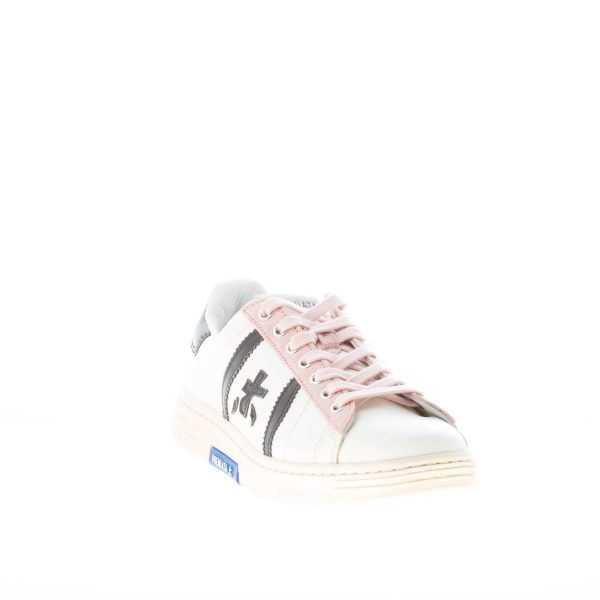 PREMIATA donna sneaker RUSSEL 6087 in pelle BIANCO più nero e rosa - immagine 2