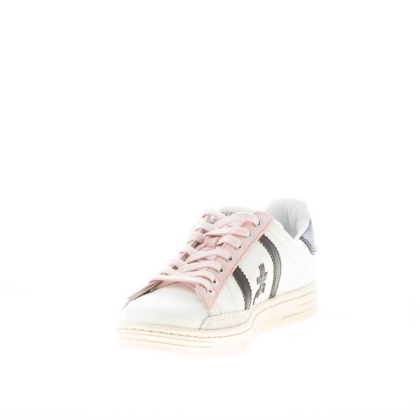 PREMIATA donna sneaker RUSSEL 6087 in pelle BIANCO più nero e rosa - immagine 6
