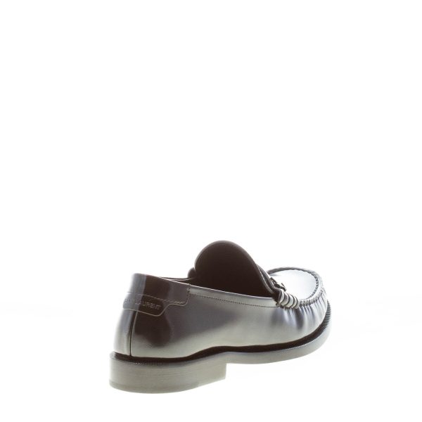 SAINT LAURENT donna mocassino penny in pelle liscia NERO con monogramma YSL. Suola cuoio - immagine 3