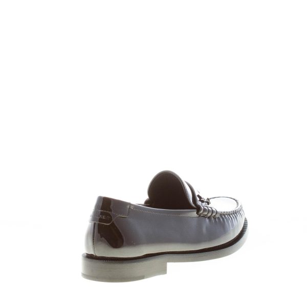 SAINT LAURENT donna mocassino penny in pelle verniciata NERO con monogramma YSL. Suola cuoio - immagine 3