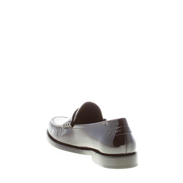 SAINT LAURENT donna mocassino penny in pelle verniciata NERO con monogramma YSL. Suola cuoio - immagine 4