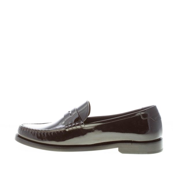 SAINT LAURENT donna mocassino penny in pelle verniciata NERO con monogramma YSL. Suola cuoio - immagine 5