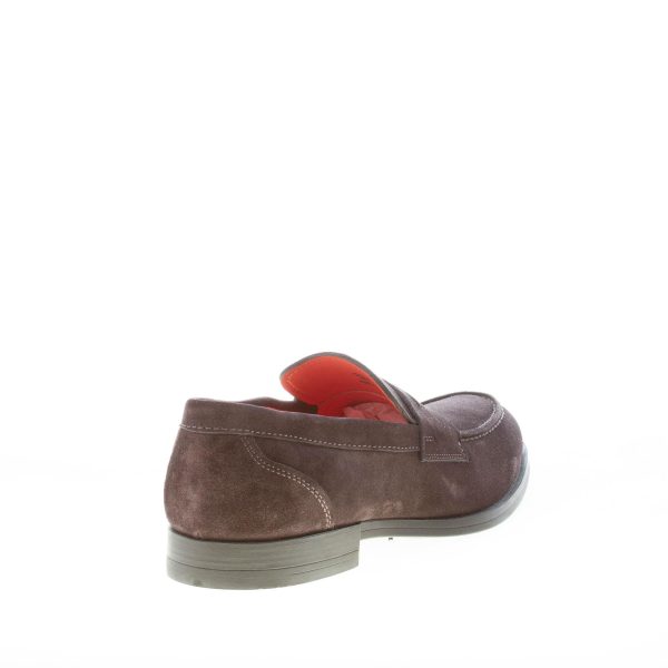 SANTONI uomo mocassino in camoscio TESTA DI MORO con mascherina. Suola gomma - immagine 3