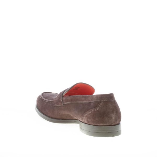 SANTONI uomo mocassino in camoscio TESTA DI MORO con mascherina. Suola gomma - immagine 4