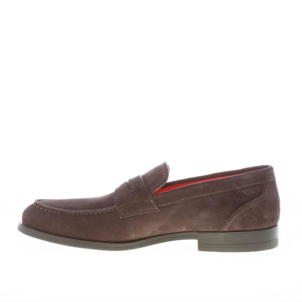 SANTONI uomo mocassino in camoscio TESTA DI MORO con mascherina. Suola gomma - immagine 5