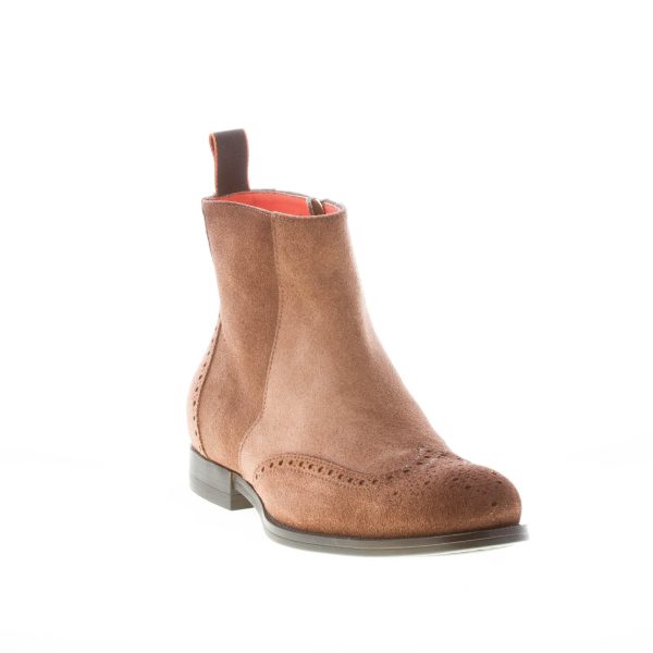 SANTONI uomo stivaletto con zip in camoscio MARRONE. Suola gomma - immagine 2