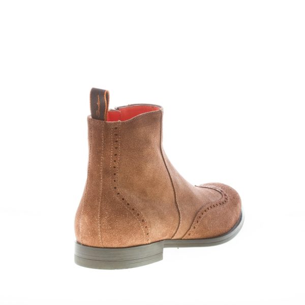 SANTONI uomo stivaletto con zip in camoscio MARRONE. Suola gomma - immagine 3