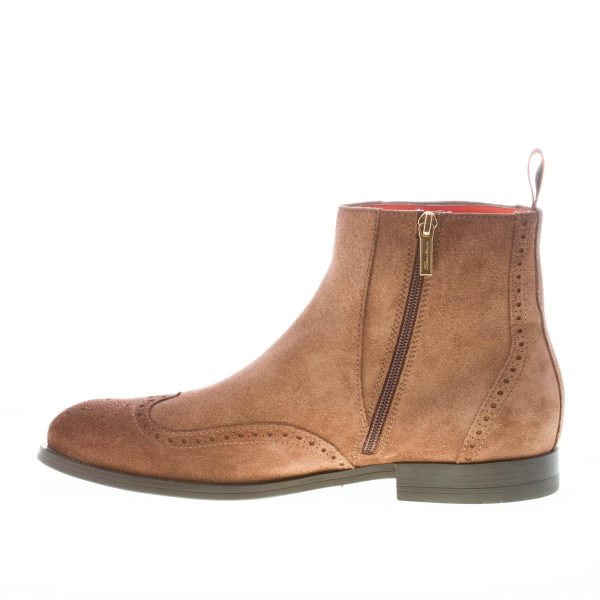 SANTONI uomo stivaletto con zip in camoscio MARRONE. Suola gomma - immagine 5