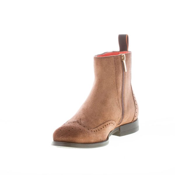 SANTONI uomo stivaletto con zip in camoscio MARRONE. Suola gomma - immagine 6