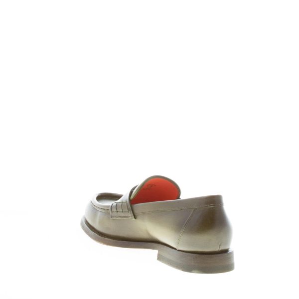 SANTONI donna mocassino penny in pelle anticata VERDE con mascherina. Tacco 2 cm - immagine 4