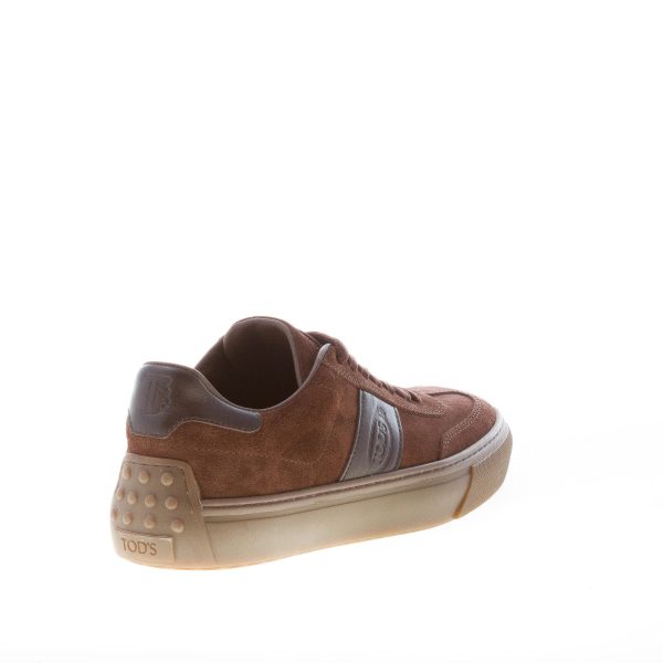 TOD'S uomo sneaker cassetta in camoscio e pelle TESTA DI MORO con logo cucito e gommini - immagine 3