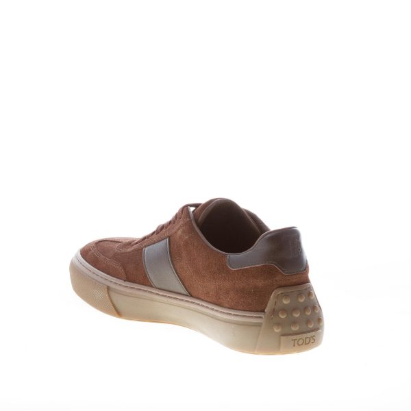 TOD'S uomo sneaker cassetta in camoscio e pelle TESTA DI MORO con logo cucito e gommini - immagine 4