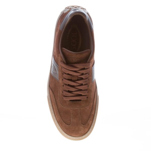 TOD'S uomo sneaker cassetta in camoscio e pelle TESTA DI MORO con logo cucito e gommini - immagine 7
