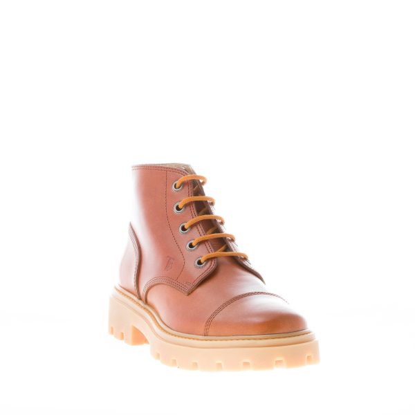 TOD'S uomo stivaletto stringato in pelle BRANDY SCURO con impunture - immagine 2