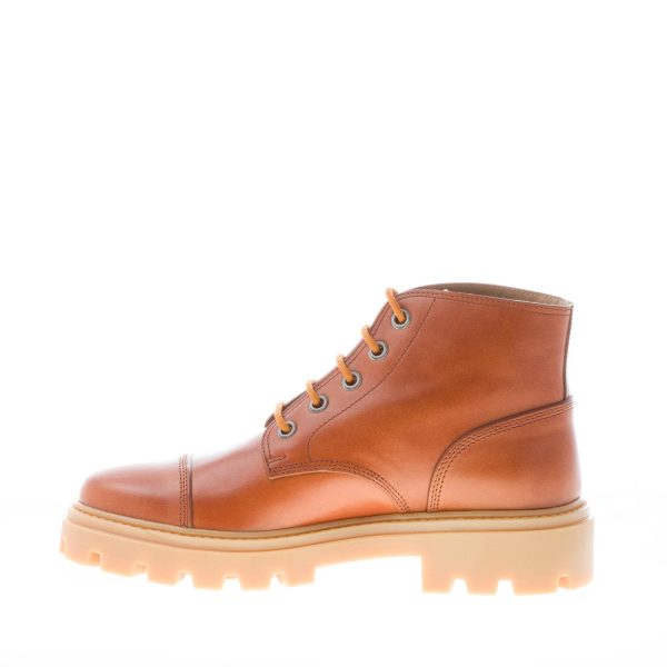 TOD'S uomo stivaletto stringato in pelle BRANDY SCURO con impunture - immagine 5