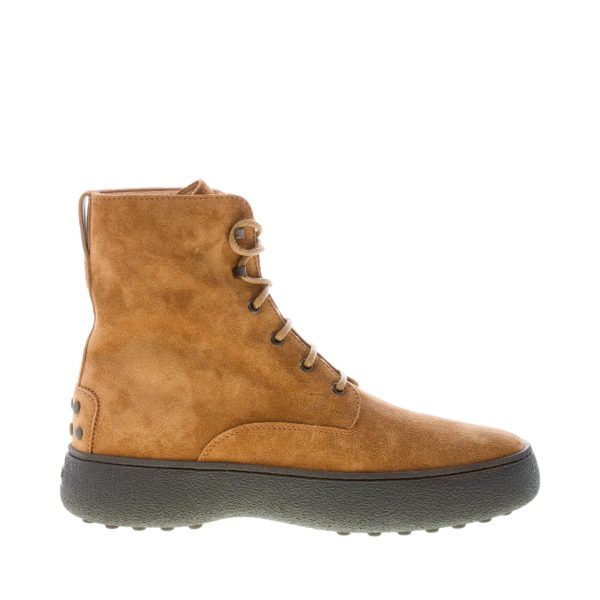 TOD'S uomo stivaletto stringato Winter Gommini in camoscio MARRONE