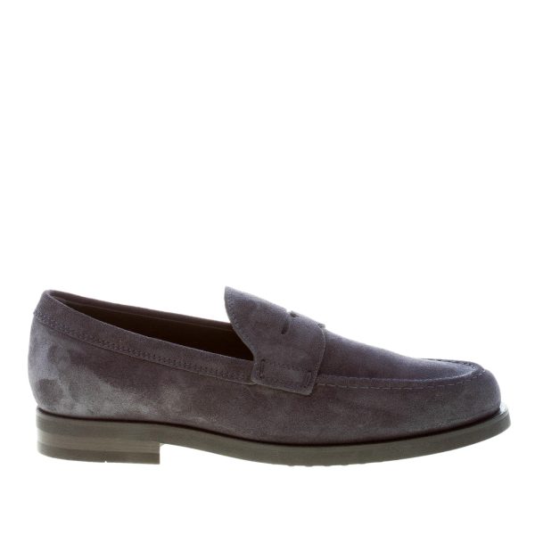 TOD'S uomo mocassino in pelle scamosciata BLU NOTTE con mascherina. Suola in gomma
