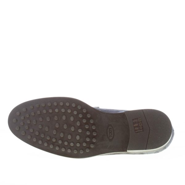 TOD'S uomo mocassino in pelle scamosciata BLU NOTTE con mascherina. Suola in gomma - immagine 8