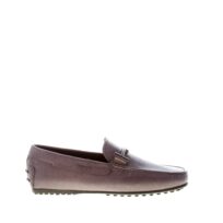 TOD'S uomo mocassino in pelle GRIGIO ANTRACITE con morsetto doppia T. Suola in gomma