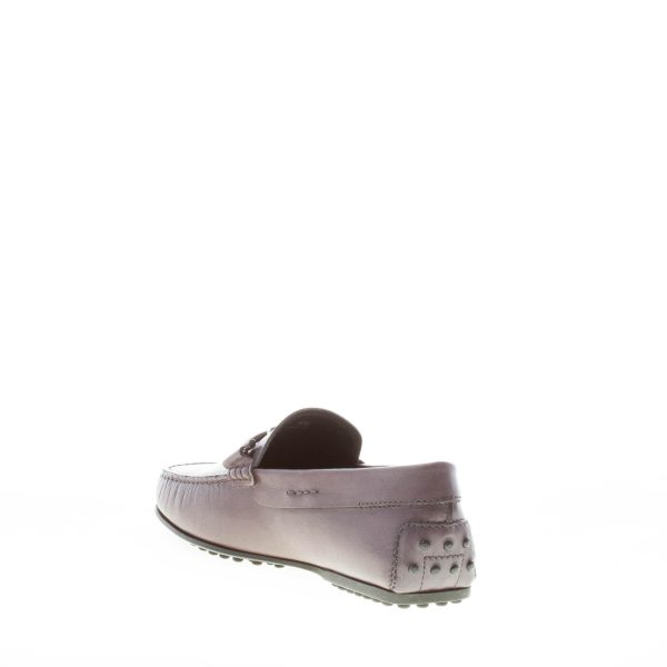 TOD'S uomo mocassino in pelle GRIGIO ANTRACITE con morsetto doppia T. Suola in gomma - immagine 4