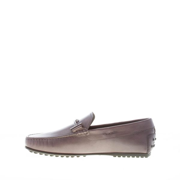 TOD'S uomo mocassino in pelle GRIGIO ANTRACITE con morsetto doppia T. Suola in gomma - immagine 5