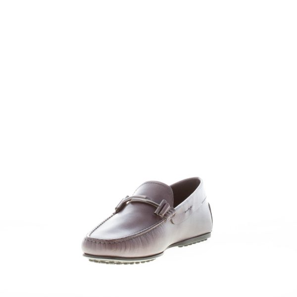 TOD'S uomo mocassino in pelle GRIGIO ANTRACITE con morsetto doppia T. Suola in gomma - immagine 6