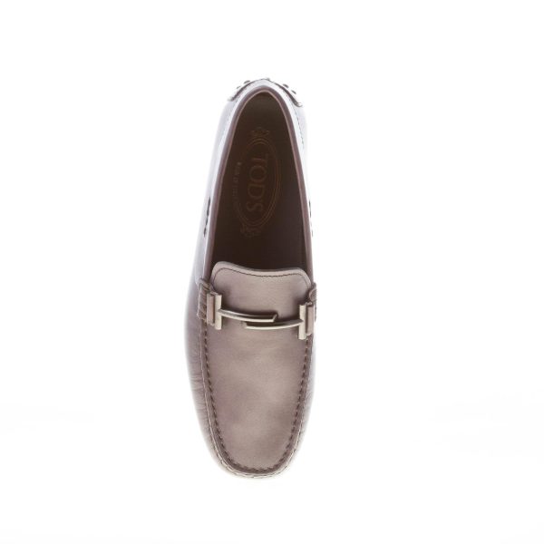 TOD'S uomo mocassino in pelle GRIGIO ANTRACITE con morsetto doppia T. Suola in gomma - immagine 7