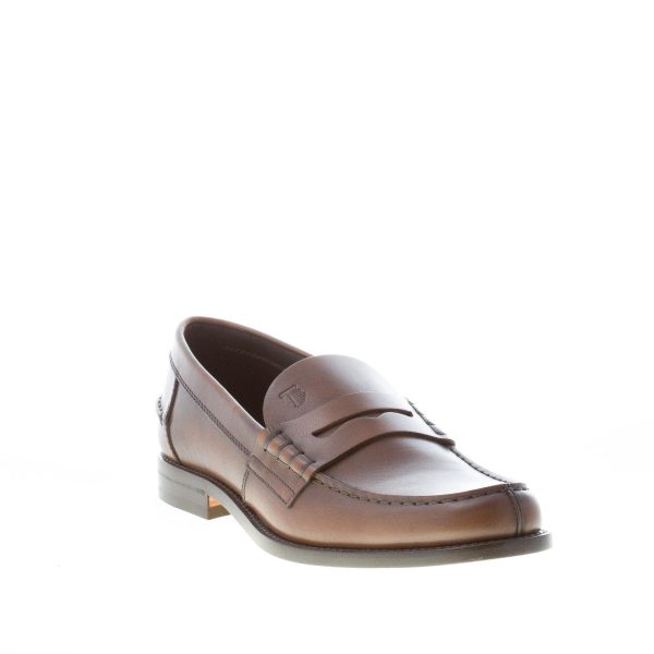 TOD'S uomo mocassino in pelle CACAO con mascherina. Suola in cuoio - immagine 2