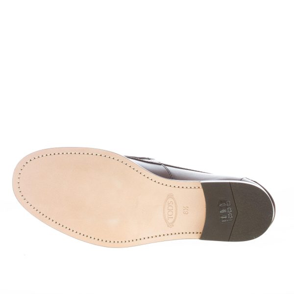 TOD'S uomo mocassino in pelle CACAO con mascherina. Suola in cuoio - immagine 8