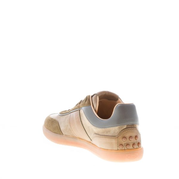 TOD'S uomo sneaker Tabs in camoscio e pelle VERDE MARRONE con logo cucito e gommini - immagine 4